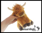 Plush Highland Cow with Corduroy Details - Heirloom Soft Hairy Cow Stuffed Animal - Cute Adorable Farm