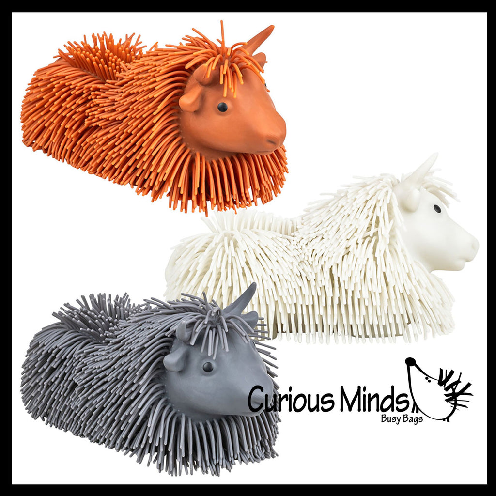 Shaggy Highland Cow Large 9" Puffer Ball - Sensory Therapy Fidget Stress Balls - OT Autism SPD