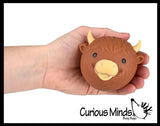 NEW - Soft  Highland Cow Head Animal Stress Balls - Ultra Soft Air-Filled Fidget Squish Balls - Amazingly Soft