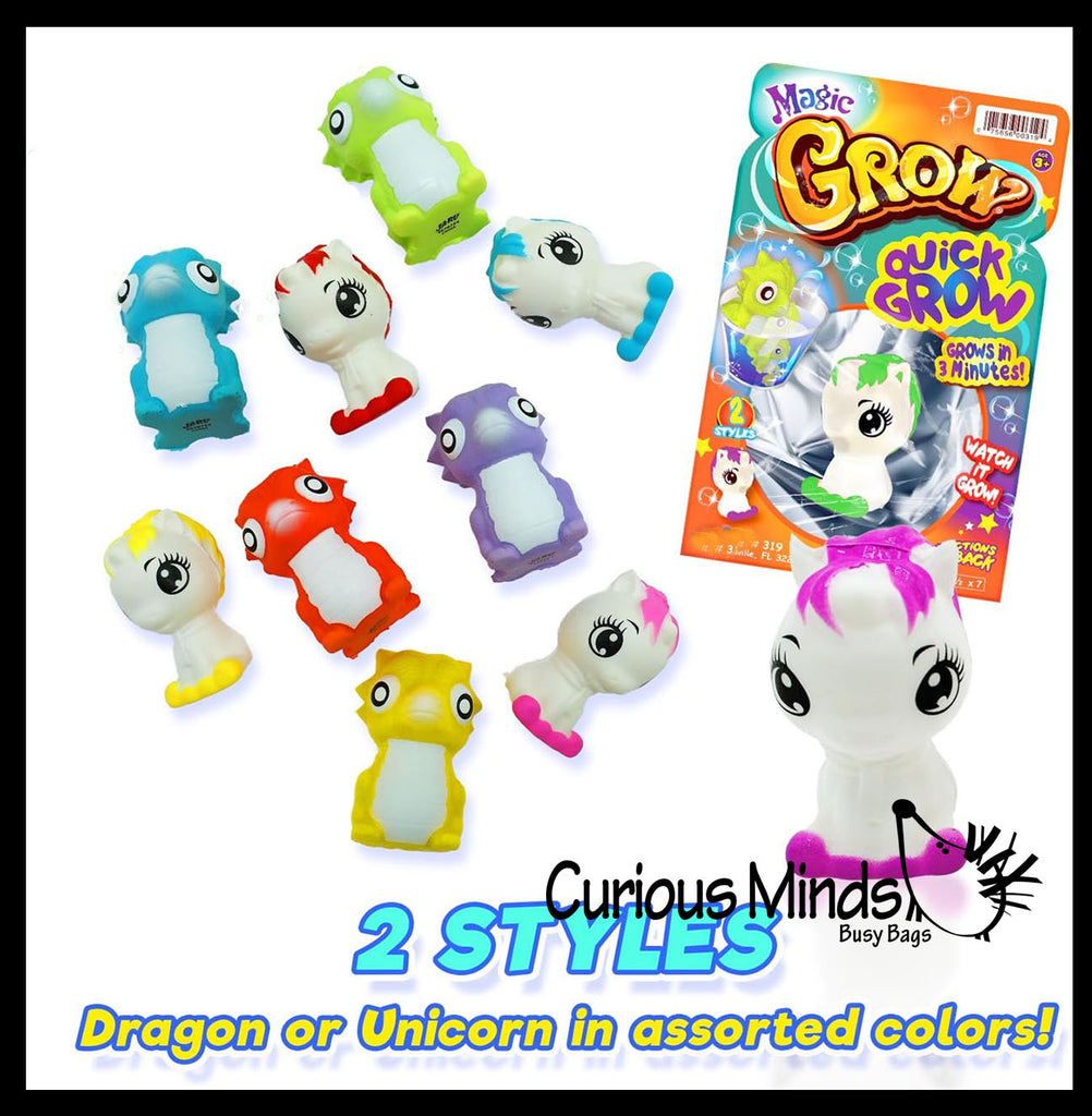 Quick Grow a Stress Ball Animal Unicorn and Dragon - Soak in Water to Expand - Squishy Foam Sensory Squeeze Balls