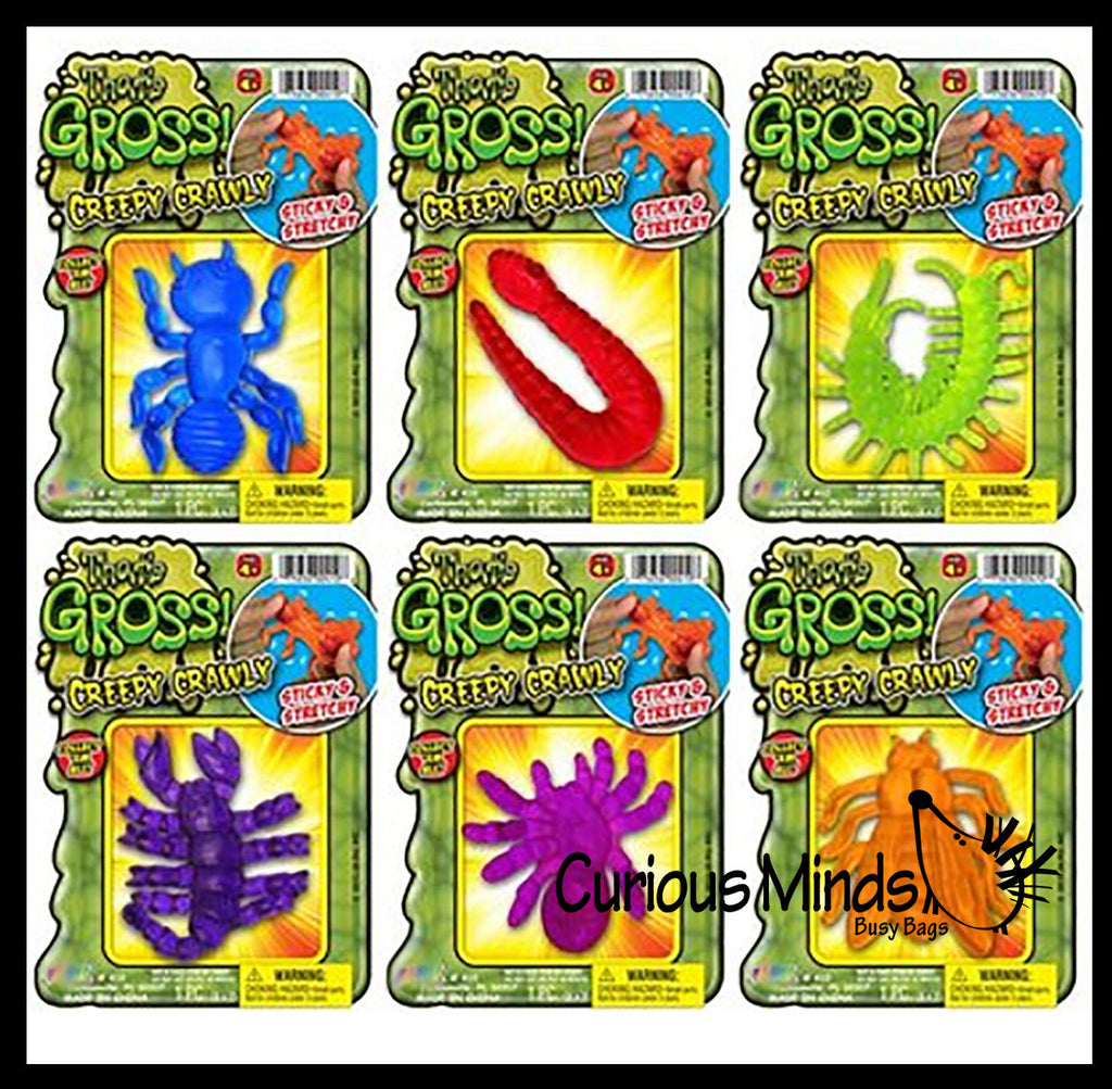 NEW - Gross Bugs Ultra Sticky Toy - Super Sticky Novelty Toy - Sticky Hands Animal Creepy Crawly Critters