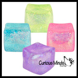 Jumbo 3" Sugar Ice Cube Ball - Thick Glue/Gel Syrup Molasses Stretch Ball - Ultra Squishy and Moldable Slow Rise Relaxing Sensory Fidget Stress Toy Square Ice