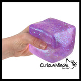 Jumbo 3" Sugar Ice Cube Ball - Thick Glue/Gel Syrup Molasses Stretch Ball - Ultra Squishy and Moldable Slow Rise Relaxing Sensory Fidget Stress Toy Square Ice