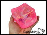 Jumbo 3" Sugar Ice Cube Ball - Thick Glue/Gel Syrup Molasses Stretch Ball - Ultra Squishy and Moldable Slow Rise Relaxing Sensory Fidget Stress Toy Square Ice