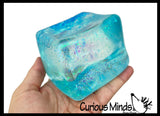 Jumbo 3" Sugar Ice Cube Ball - Thick Glue/Gel Syrup Molasses Stretch Ball - Ultra Squishy and Moldable Slow Rise Relaxing Sensory Fidget Stress Toy Square Ice