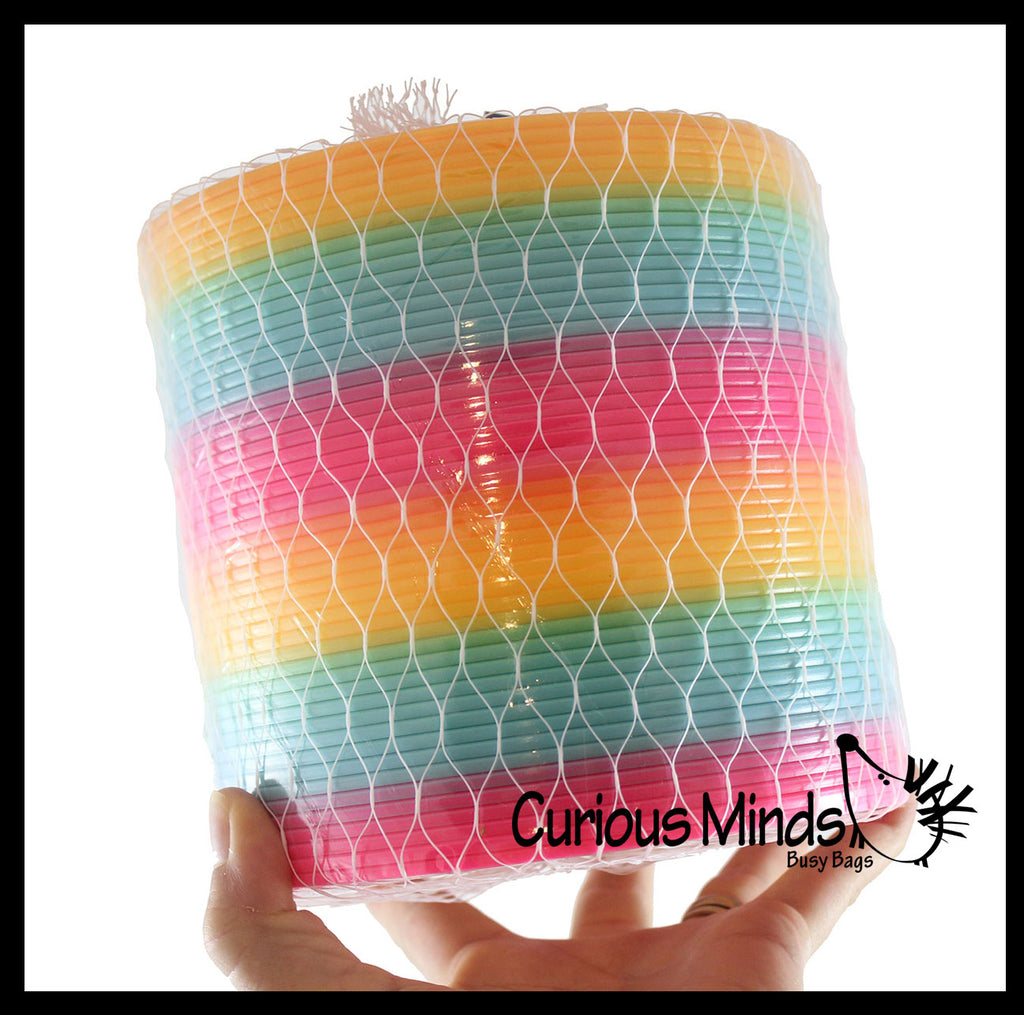 Super Large 6" Circle Rainbow Magic Spring Coil Toy -  Sensory Fidget Toy - Relaxing & Mesmerizing - Stair Walking Fun Classic Toy