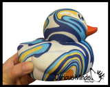 Jumbo Swirled Marbled Print Rubber Ducks - Rubber Duckies - Cute Novelty Prize Reward Giveaway