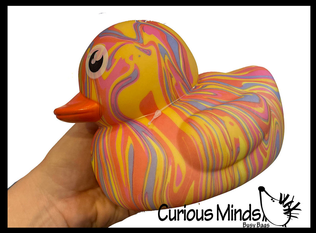 Jumbo Swirled Marbled Print Rubber Ducks - Rubber Duckies - Cute Novelty Prize Reward Giveaway