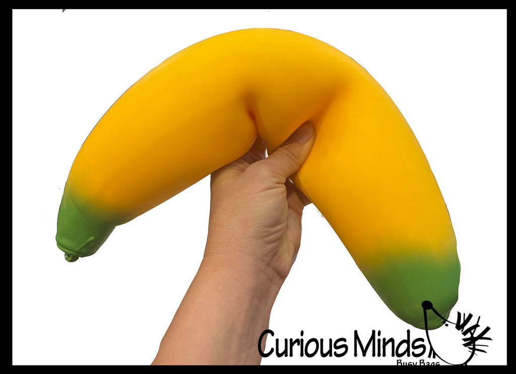 NEW - Jumbo Doh Banana ORB Easy Squeezy Fruit Soft Slow Rise Fluff- Filled Squeeze Squishy Decompression Stress Balls - Sensory, Stress, Fidget Toy OT Huge