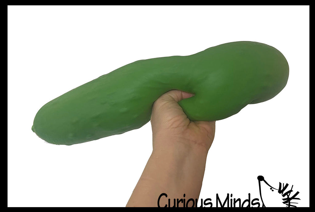 NEW - Jumbo Doh Pickle Soft Slow Rise Fluff- Filled Squeeze Squishy Decompression Stress Balls - Sensory, Stress, Fidget Toy OT Huge Food