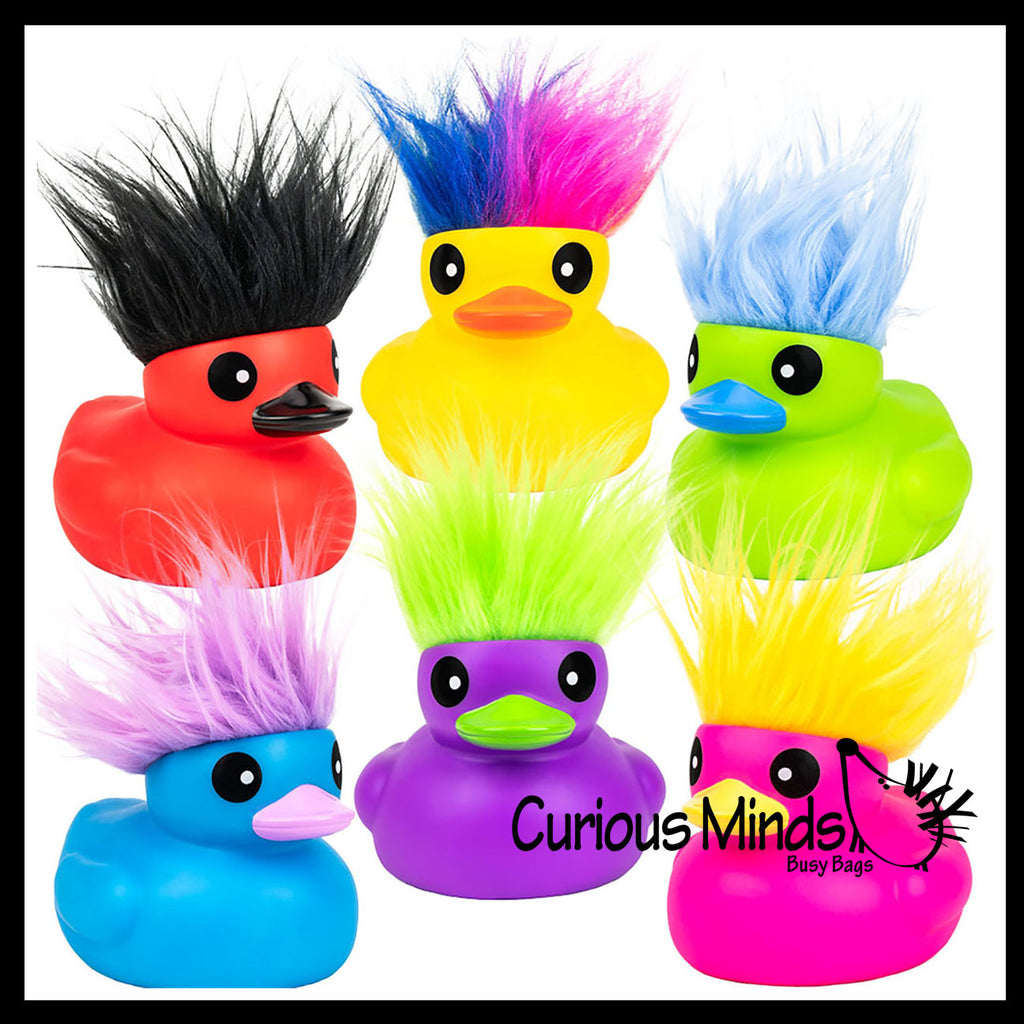 NEW - Jumbo Rubber Ducks With Colorful Hair - Rubber Duckies - Cute Novelty Prize Reward Giveaway