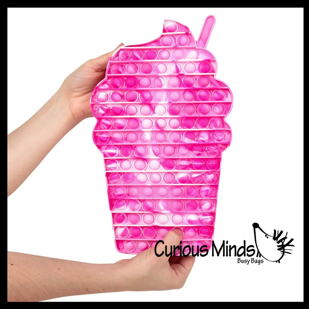 NEW - Jumbo Frappe Iced Coffee Bubble Pop Game Rainbow - Silicone Push Poke Bubble Wrap Fidget Toy - Press Bubbles to Pop the Bubbles - Bubble Popper Sensory Stress Toy
