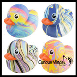 Jumbo Swirled Marbled Print Rubber Ducks - Rubber Duckies - Cute Novelty Prize Reward Giveaway