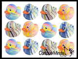 Jumbo Swirled Marbled Print Rubber Ducks - Rubber Duckies - Cute Novelty Prize Reward Giveaway