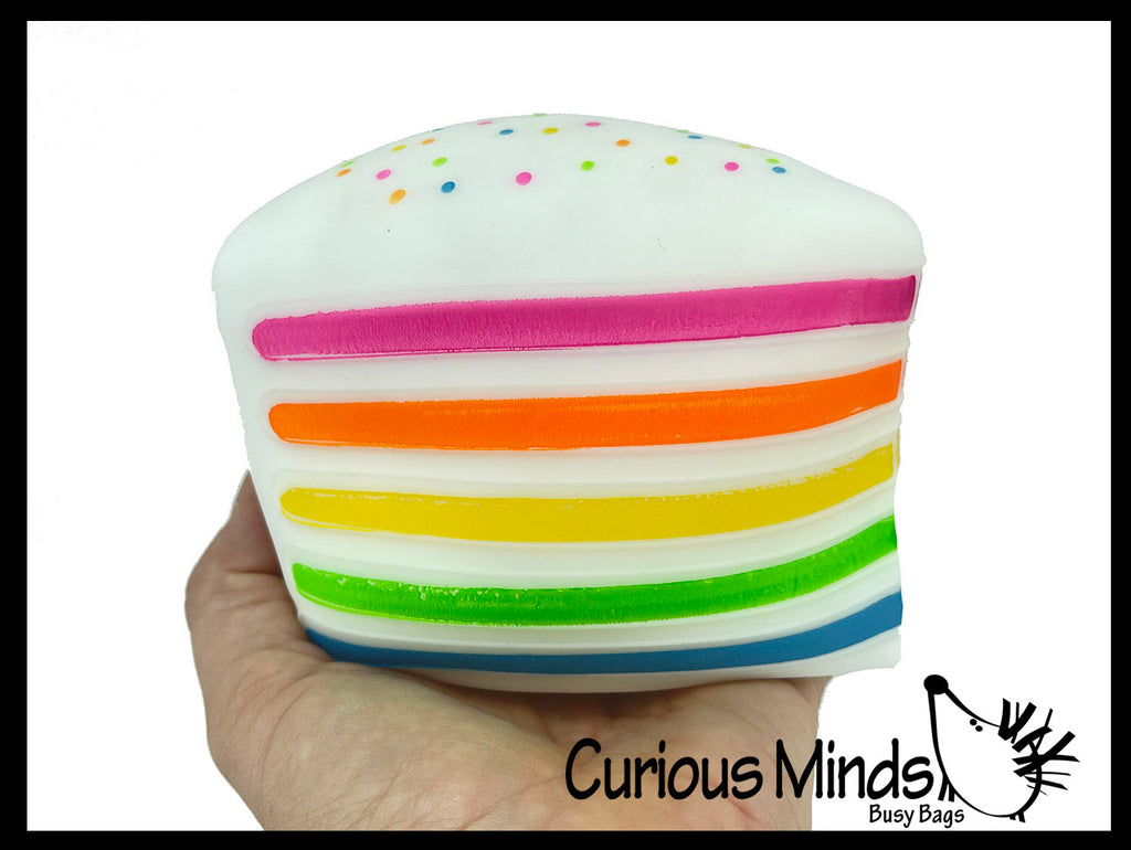 NEW - Jumbo Doh Rainbow Cake Slice ORB Easy Squeezy Soft Slow Rise Fluff- Filled Squeeze Squishy Decompression Stress Balls - Sensory, Stress, Fidget Toy OT Huge
