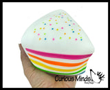 NEW - Jumbo Doh Rainbow Cake Slice ORB Easy Squeezy Soft Slow Rise Fluff- Filled Squeeze Squishy Decompression Stress Balls - Sensory, Stress, Fidget Toy OT Huge