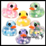 Jumbo Pom Pom Filled 6" Rubber Ducks - Rubber Duckies - Cute Novelty Prize Reward Giveaway