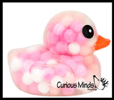 Jumbo Pom Pom Filled 6" Rubber Ducks - Rubber Duckies - Cute Novelty Prize Reward Giveaway