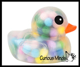 Jumbo Pom Pom Filled 6" Rubber Ducks - Rubber Duckies - Cute Novelty Prize Reward Giveaway