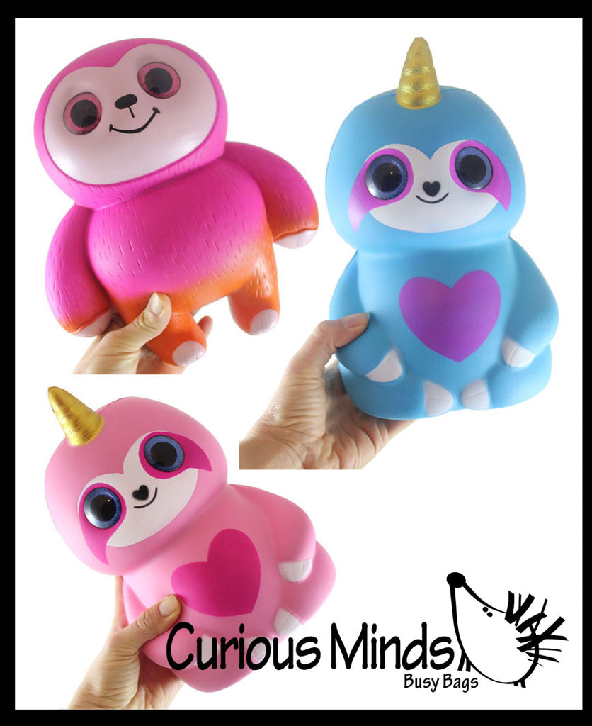 JUMBO Sloth with Wings and Horn Squishy Slow Rise Foam Pet Animal Toy -  Scented Sensory, Stress, Fidget Toy Cute