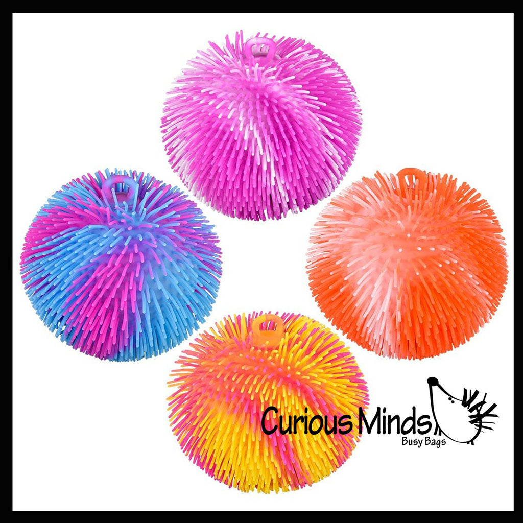 Striped Multi-Color Tie Dye Swirl Jumbo 8" Puffer Ball - Sensory Therapy Fidget Stress Balls - OT Autism SPD