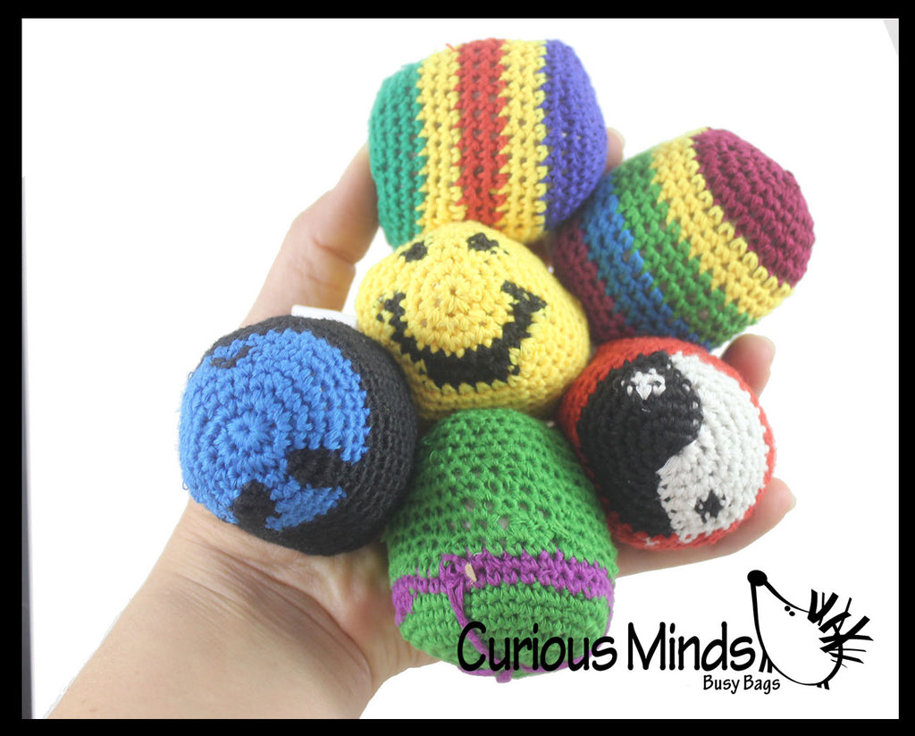 NEW - Knit Kick Balls - Sack Footbag Game Balls - Crunchy Sensory Toy