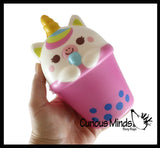 Animal Drinking Bubble Tea Drink Slow Rise Squishy Toys - Memory Foam Party Favors, Prizes, OT (Cow, Alpaca, Cat, Corgi, Bear, Unicorn)