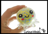 2 Octopi Stress Balls - Doh and Light Up Octopus - Air and Styrofoam Bead Filled Squeeze Stress Balls  -  Sensory, Stress, Fidget Toy Super Soft