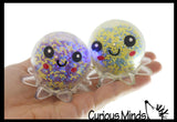 Light Up Octopus - Air and Styrofoam Bead Filled Squeeze Stress Balls  -  Sensory, Stress, Fidget Toy Super Soft