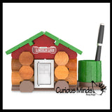 Lincoln Logs Wood Cabin Desk Cup Pen Holder
