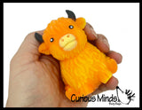 NEW - Marshmallow Highland Cow Animal Stress Balls - Ultra Soft Kneadable Fidget Squish Balls - Amazingly Soft
