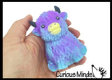 NEW - Marshmallow Highland Cow Animal Stress Balls - Ultra Soft Kneadable Fidget Squish Balls - Amazingly Soft