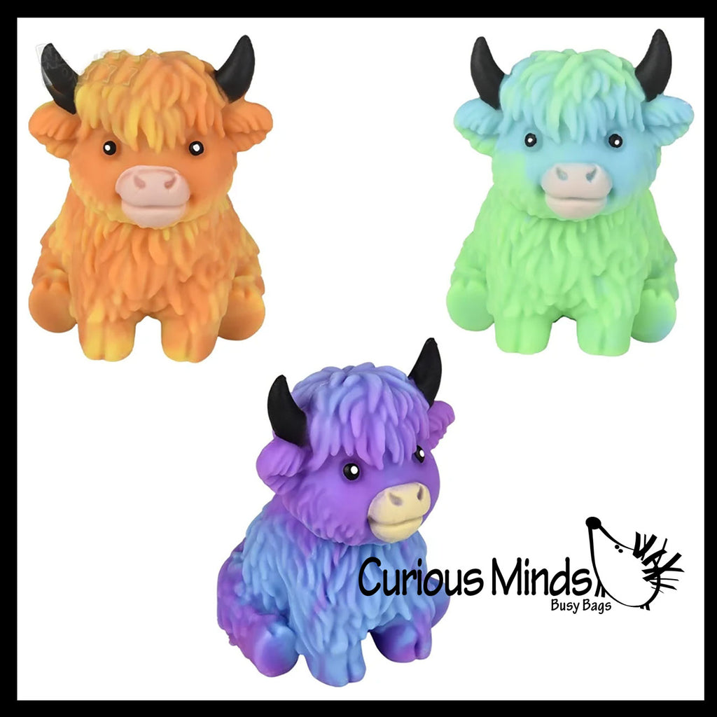 NEW - Marshmallow Highland Cow Animal Stress Balls - Ultra Soft Kneadable Fidget Squish Balls - Amazingly Soft