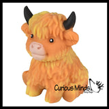 NEW - Marshmallow Highland Cow Animal Stress Balls - Ultra Soft Kneadable Fidget Squish Balls - Amazingly Soft