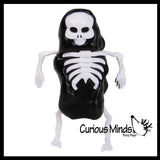 Melting Skeleton Putty Slime - Black Slime with Skeleton Bone Body Parts - Halloween Party Favor Spooky