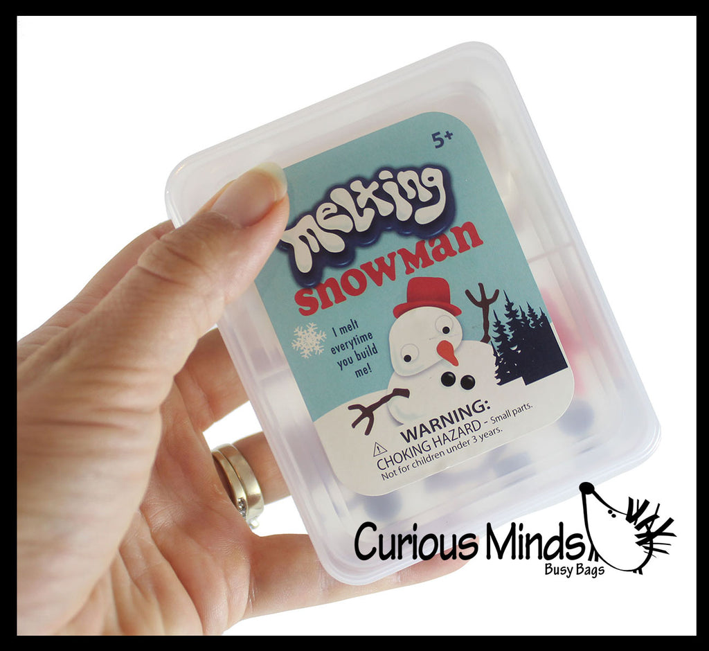 Melting Snowman Putty Slime - White Slime with Snow Man Parts - Eyes, Stick Arms and Carrot Nose - Christmas Party Favor Winter