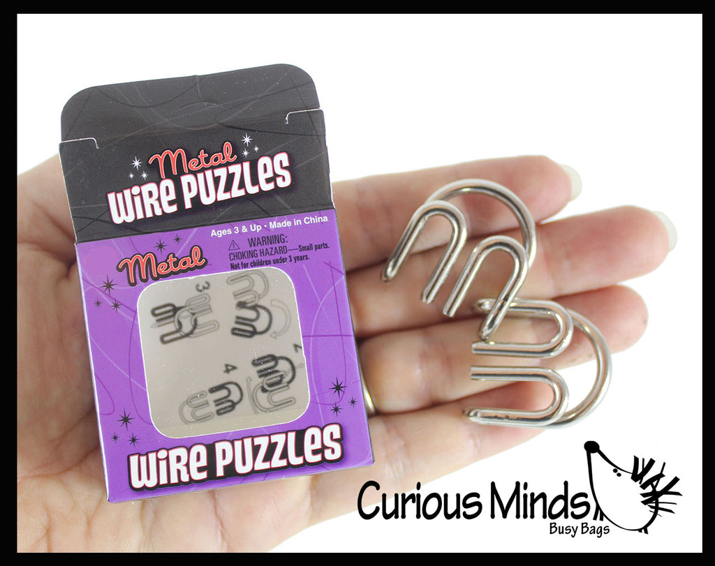 Mini Metal Wire Brain Teaser Puzzles - Individually Wrapped - Logic Untwist the Knots - IQ Toy Mind Mental Game