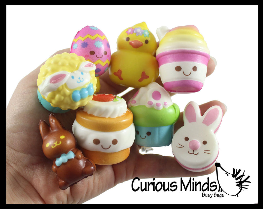 Mini Easter Slow Rise Squishy Foam Toys - Cute Squish Basket and Egg Fillers