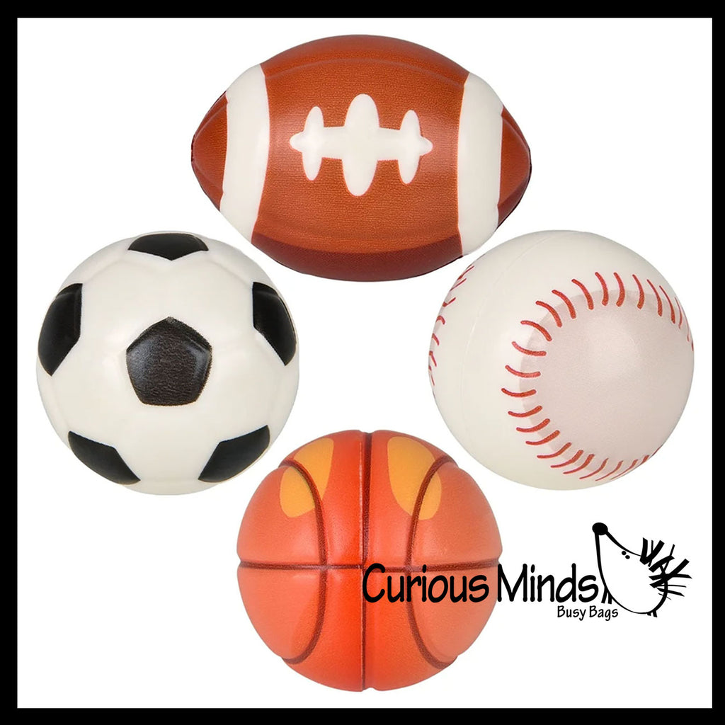 Sports Micro Slow Rise Squishy Toys - Memory Foam Party Favors, Prizes, OT Basketball Football Baseball Soccer