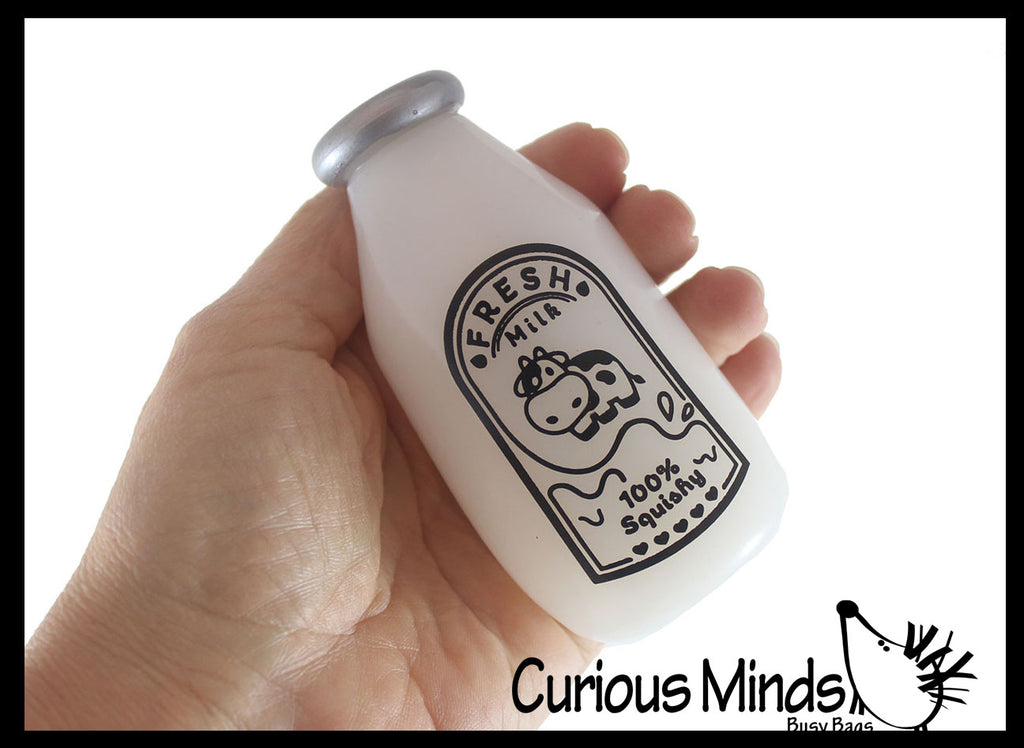 Milk Squishy - Water and Bead Filled Milk Bottle Shaped Squish Toy Liquid Filled