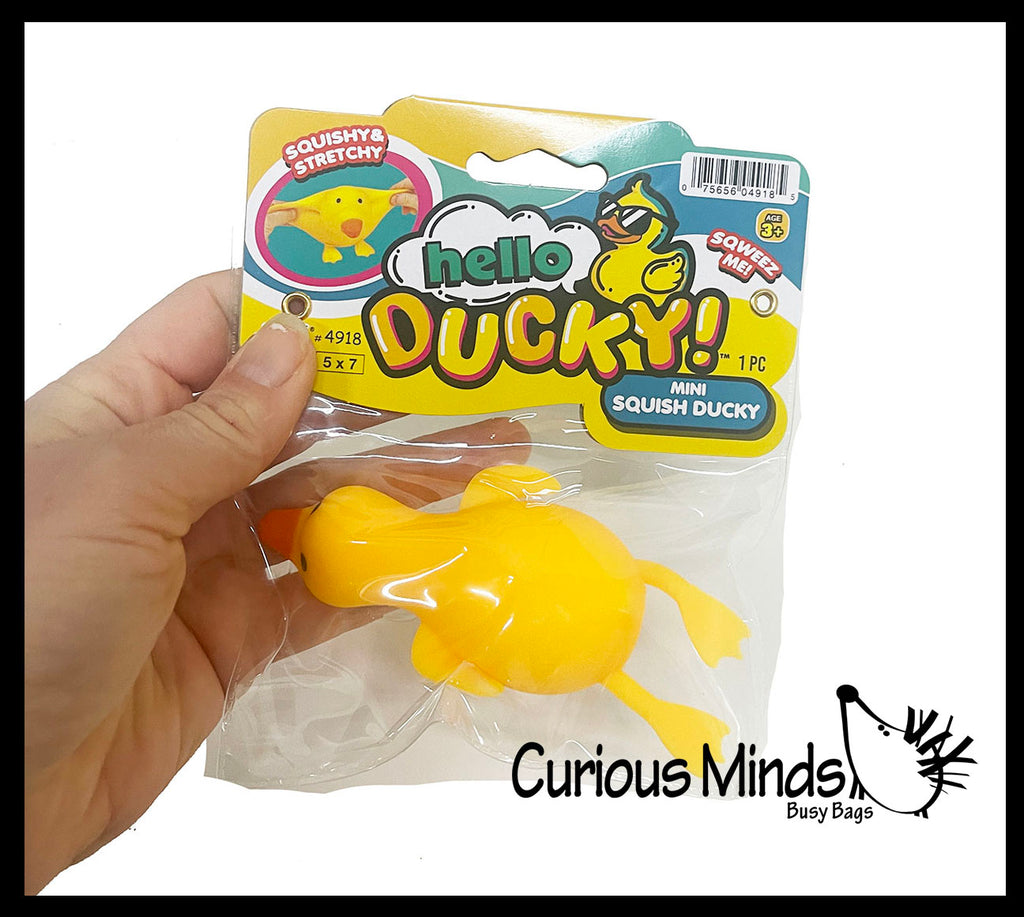 Small Doh Filled Yellow Laying Down Goose Ducky - Squeezy Duck Shaped Stress Squishy Ball