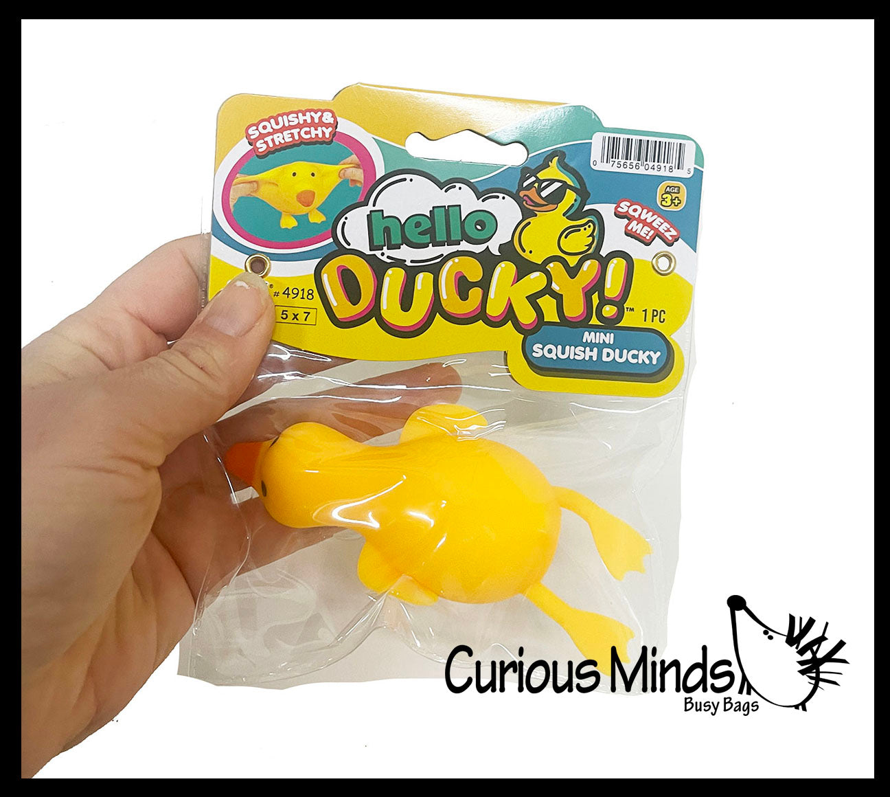 Small Doh Filled Yellow Laying Down Goose Ducky - Squeezy Duck Shaped