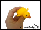 Small Doh Filled Yellow Laying Down Goose Ducky - Squeezy Duck Shaped Stress Squishy Ball