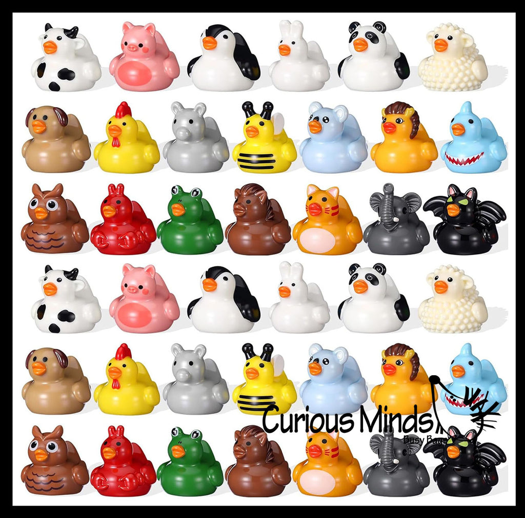 Tiny Acrylic Rubber Ducky Shaped Figurines Dressed as Animals