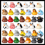 Tiny Acrylic Rubber Ducky Shaped Figurines Dressed as Animals