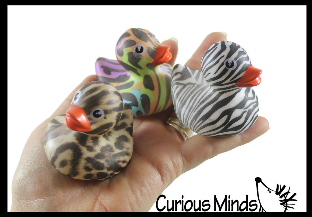 Regular 2" Animal Print Rubber Ducks - Zebra Cheetah Rubber Duckies - Cute Novelty Prize Reward Giveaway