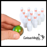 NEW - Mini Bowling Game - Marble and Pins - Tabletop Small Replica Novelty Toy Party Favor