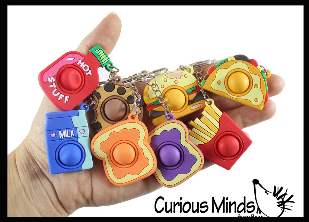 Cute Food Pair Bubble Popper Fidget Keychains - Go Together, Best Friends