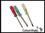 NEW - Mini Screwdriver Set  - Functional Tool Keychain - Fun Party Favor Prize Cute Tiny Tools