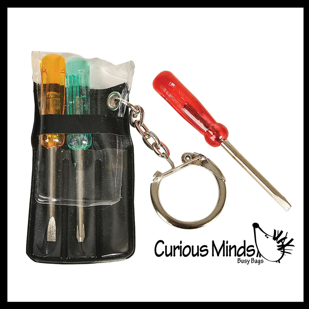 NEW - Mini Screwdriver Set  - Functional Tool Keychain - Fun Party Favor Prize Cute Tiny Tools